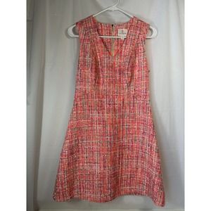 Julie Brown dress Pink orange glittery ribbon sleeveless Zip A Line Dress sz2